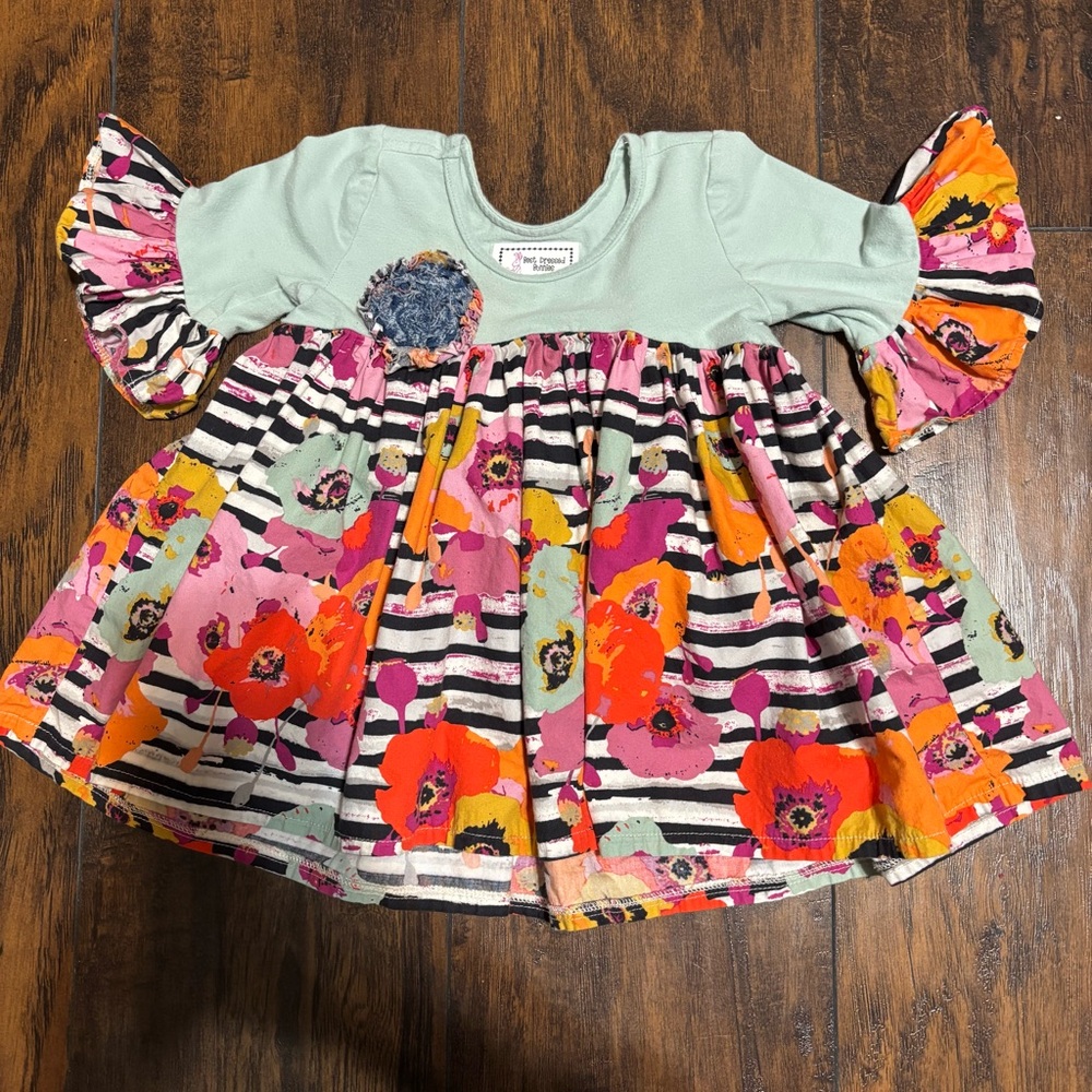 Floral Girls Boutique Top Striped Size 2